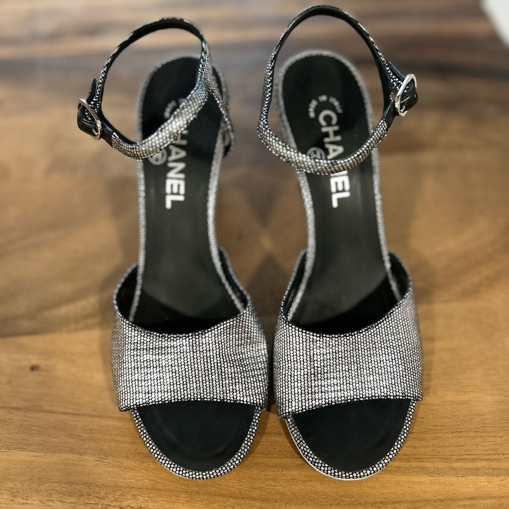 Chanel Silver Measuring Stick Sandals